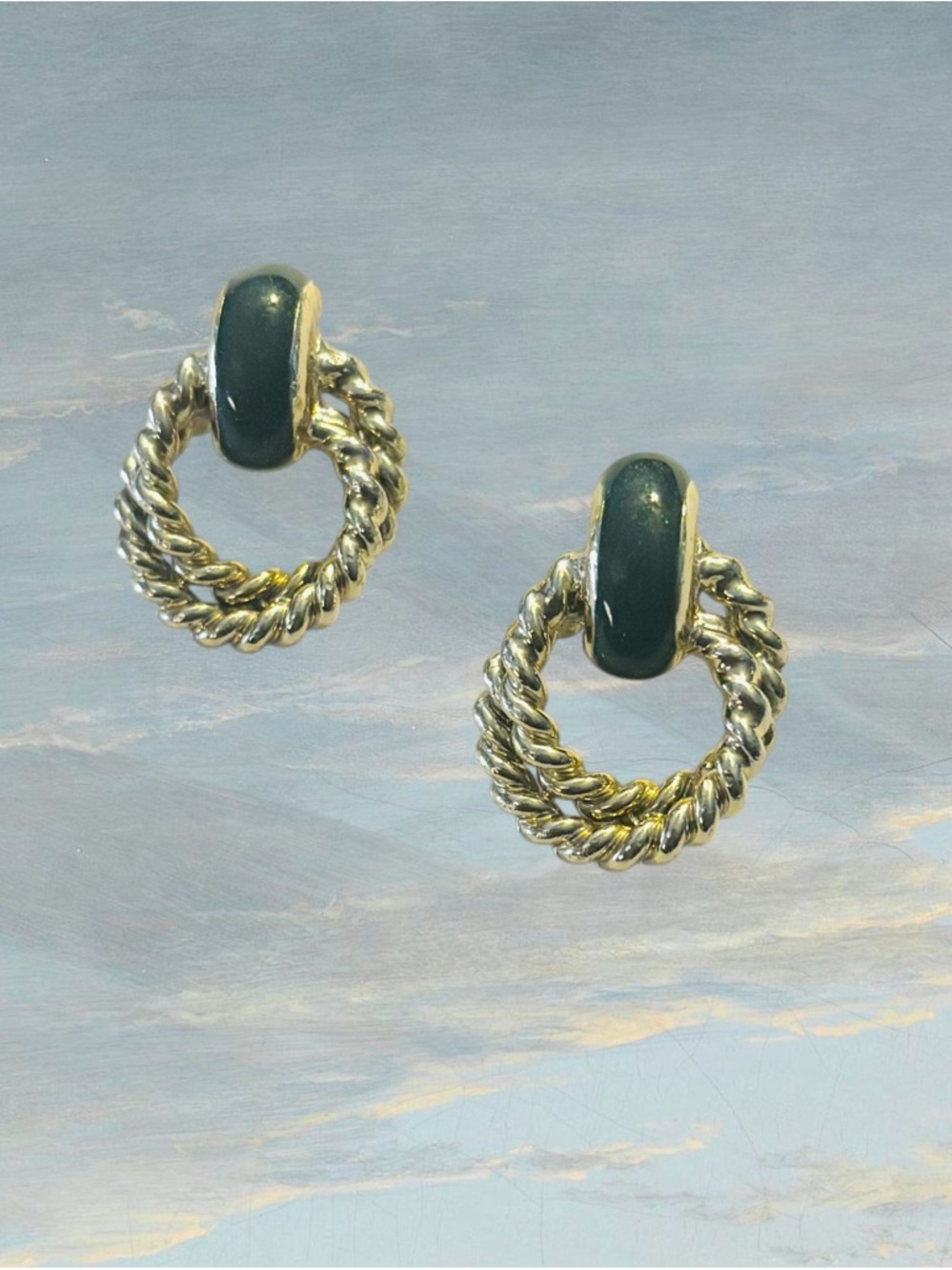 Twisted Rope Hoop Stud Earrings - Silver Tone